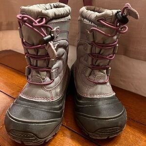 The North Face Gray and Red Winter Boots